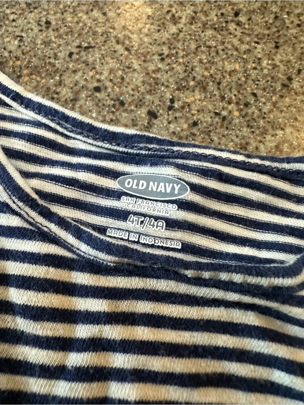 Old Navy Navy and White Striped Long-Sleeve Peplum Top